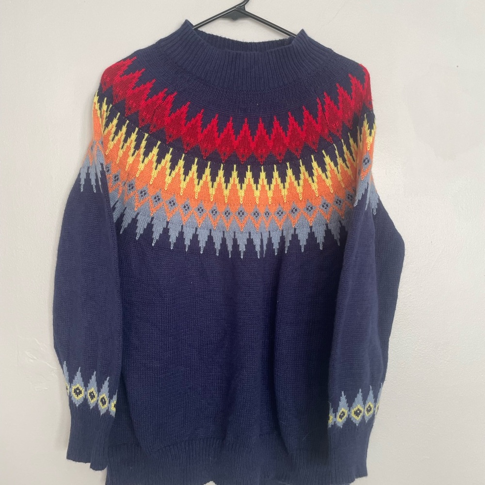 SHEIN Vibrant Zigzag Crewneck Sweater